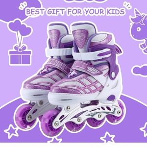Kids Inline Skates for Girls, Beginners Adjustable, All 8 Wheels illumin…